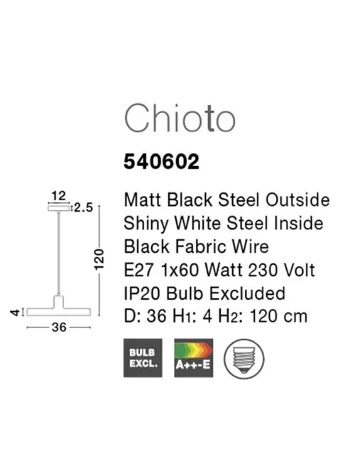 Luster NOVA LUCE 540602 1x12W E27 230V IP20